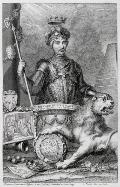 Edward The Black Prince (1330-76) (engraved by the artist) by George Vertue